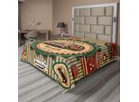 Abakuhaus Lenzuolo Retrò, Collezione Di Adesivi Retrò Vintage Con Auto Dai Colori Tenui Anni Sessanta Ironia Pop Art, Lenzuolo Morbido E Confortevole Per Un Letto Decorativo 1 Pezzo 260 Cm X 228 Cm, Crema Verde Rosso