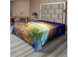 Abakuhaus Lenzuolo Spaziale, Vista Celeste Dell'alba Sul Pianeta Terra Con Campo Stellato Oceano Pacifico, Lenzuolo Morbido E Confortevole Per Un Letto Decorativo 1 Pezzo 266 Cm X 260 Cm, Multicolore