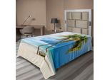 Abakuhaus Lenzuolo Hawaiano, Cielo Nuvoloso, Barca, Palma Marina, Sabbia, Spiaggia, Thailandia, Vista Mare, Stampa, Lenzuolo Morbido E Confortevole Per Un Letto Decorativo, 1 Pezzo, 190 Cm X 100 Cm, Verde Blu