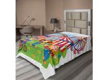 Abakuhaus Lenzuolo Da Letto Circus, Scena Circense Con Clown Sull'erba Rainbow Ferris Wheel Happy Bubbles Tema Infanzia, Lenzuolo Morbido E Confortevole Per Un Letto Decorativo 1 Pezzo 190 Cm X 100 Cm, Multicolore