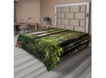 Abakuhaus Lenzuolo Da Letto Bosco, Sentiero Nel Bosco E Tronchi Robusti, Paesaggio Naturale Selvaggio Unico, Lenzuolo Superiore Morbido E Confortevole Per Un Letto Decorativo, 1 Pezzo, 260 Cm X 228 Cm, Verde Marrone