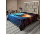 Abakuhaus Lenzuolo Spaziale, Pianeta Terra Raggi Solari Elementi Astronomia Atmosfera Cielo Satelliti Luna Immagine, Lenzuolo Morbido E Confortevole Per Un Letto Decorativo 1 Pezzo 266 Cm X 260 Cm, Blu Rosso