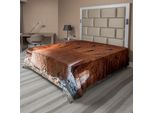 Abakuhaus Lenzuolo Industriale, Vista Grandangolare Vecchio Muro Edificio In Mattoni Abbandonato Sviluppo Scientifico, Lenzuolo Morbido E Confortevole Per Un Letto Decorativo 1 Pezzo 260 Cm X 228 Cm, Arancione