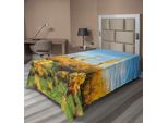 Abakuhaus Lenzuolo Saguaro, Sun Bath Nel Deserto Di Sonora, Cactus In Fiore, Paesaggio Primaverile, Lenzuolo Morbido E Confortevole Per Un Letto Decorativo, 1 Pezzo, 190 Cm X 100 Cm, Blu Marigold E Verde.