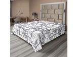 Abakuhaus Lenzuolo Da Letto Surf, Silhouette Di Una Donna Che Fa Surf Nell'oceano, Motivo Retrò Con Segno Di Pace, Lenzuolo Morbido E Confortevole Per Un Letto Decorativo, 1 Pezzo, 260 Cm X 228 Cm, Grigio Bianco