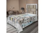 Abakuhaus Lenzuolo Medievale, Disegno Pallido In Stile Medievale, Paesaggio Urbano Europeo Antico, Lenzuolo Morbido E Confortevole Per Un Letto Decorativo, 1 Pezzo 260 Cm X 168 Cm, Multicolore