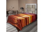 Abakuhaus Lenzuolo Hawaiano, Immagine Spettacolare Del Tramonto Sulla Spiaggia Con Raggi Di Sole, Lenzuolo Morbido E Confortevole Per Un Letto Decorativo, 1 Pezzo, 260 Cm X 168 Cm, Giallo Arancione