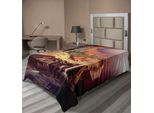 Abakuhaus Lenzuolo Gotico, Castello Immaginario Villaggio Su Un Tronco Acqua Timorosa Arte Medievale Di Fantasia, Lenzuolo Morbido E Confortevole Per Un Letto Decorativo 1 Pezzo 190 Cm X 100 Cm, Crema Lilla