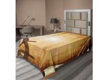 Abakuhaus Lenzuolo Con Illustrazione Di Un Timone Su Carta Antica, Motivo Storico Di Viaggio Marittimo, Lenzuolo Morbido E Confortevole Per Un Letto Decorativo, 1 Pezzo, 190 Cm X 100 Cm, Marrone