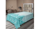 Abakuhaus Lenzuolo Turchese, Stile Retrò Medievale Europeo Vittoriano Con Stampa Artistica Royal Pale, Lenzuolo Morbido E Confortevole Per Un Letto Decorativo 1 Pezzo 260 Cm X 168 Cm, Blu