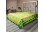 Abakuhaus Lenzuolo In Bambù, Disegno Con Alberi Di Bambù, Stile Asiatico Fengshui, Immagine Semplice E Ordinata, Lenzuolo Morbido E Confortevole Per Un Letto Decorativo, 1 Pezzo, 266 Cm X 260 Cm, Verde