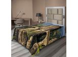 Abakuhaus Lenzuolo Medievale, Famoso Ponte Bastionato Storico Nella Svizzera Tedesca Patrimonio Culturale Medievale Arte, Lenzuolo Morbido E Confortevole Per Un Letto Decorativo 1 Pezzo 190 Cm X 100 Cm, Grigio Verde