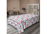 Abakuhaus Lenzuolo Con Gufi, Grande Motivo Floreale Con Gufi, Prospettive Positive, Speranza, Illustrazione Moderna, Lenzuolo Morbido E Confortevole Per Un Letto Decorativo, 1 Pezzo, 260 Cm X 168 Cm, Turchese Rosa