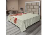 Abakuhaus Lenzuolo Antico, Stile Vintage Con Stampa A Rose Su Motivo Floreale Antico, Piante Da Giardino, Lenzuolo Morbido E Confortevole Per Un Letto Decorativo, 1 Pezzo, 275 Cm X 260 Cm, Beige Crema Rosso