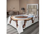 Abakuhaus Lenzuolo Con Timone, Immagine Della Nave Nel Design Del Timone, Tema Marittimo Avventuroso, Grafica, Lenzuolo Morbido E Confortevole Per Un Letto Decorativo, 1 Pezzo, 260 Cm X 168 Cm, Marrone Blu