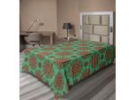 Abakuhaus Lenzuolo Turchese, Motivo Orientale Arte Tribale Geometrica Tradizionale Asiatica, Lenzuolo Morbido E Confortevole Per Un Letto Decorativo 1 Pezzo 190 Cm X 100 Cm, Verde Giallo Rosso