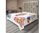 Abakuhaus Lenzuolo Da Letto Circus, Elementi Circensi Con Clown, Elefante, Palloncini, Furgoncino Dei Gelati, Illustrazione Ad Acquerello, Lenzuolo Morbido E Confortevole Per Un Letto Decorativo, 1 Pezzo, 275 Cm X 260 Cm, Multicolore