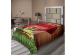 Abakuhaus Lenzuolo Per Animali, Lady Trova Il Suo Principe Azzurro Anima Gemella Nell'amore Romanticismo Fiaba Arte, Morbido E Confortevole Lenzuolo Superiore Per Un Letto Decorativo 1 Pezzo 260 Cm X 168 Cm, Verde Giallo Rosso