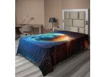 Abakuhaus Lenzuolo Spaziale, Pianeta Terra Raggi Solari Elementi Astronomia Atmosfera Cielo Satelliti Luna Immagine, Lenzuolo Morbido E Confortevole Per Un Letto Decorativo 1 Pezzo 260 Cm X 168 Cm, Blu Rosso
