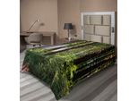 Abakuhaus Lenzuolo Da Letto Bosco, Sentiero Nel Bosco E Tronchi Robusti, Paesaggio Naturale Selvaggio Unico, Lenzuolo Morbido E Confortevole Per Un Letto Decorativo, 1 Pezzo, 260 Cm X 168 Cm, Verde Marrone