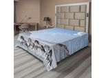 Abakuhaus Lenzuolo Con Cavalli, Branco Di Cavalli Selvaggi Che Corrono Nella Neve In Una Fresca Giornata Invernale, Immagine Meravigliosa, Lenzuolo Morbido E Confortevole Per Un Letto Decorativo, 1 Pezzo, 266 Cm X 260 Cm, Blu E Bianco.