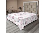 Abakuhaus Lenzuolo A Farfalla, Rami Romantici Primavera Retrò Fede Ottimismo Cambiamento Tema Fly Stampa, Lenzuolo Morbido E Confortevole Per Un Letto Decorativo 1 Pezzo 244 Cm X 205 Cm, Bianco Rosa