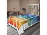 Abakuhaus Lenzuolo Da Letto Surf, Lettere Retrò Estive Sul Surf, La Costa Con Palme Che Riflettono L'arte Degli Sport Estremi, Lenzuolo Morbido E Confortevole Per Un Letto Decorativo 1 Pezzo 190 Cm X 100 Cm, Blu Navy Arancione