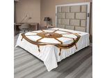 Abakuhaus Lenzuolo Con Timone, Immagine Di Timone In Legno Con Teschio Pirata, Stile Di Vita Marinaresco Ispirato All'oceano, Lenzuolo Morbido E Confortevole Per Un Letto Decorativo, 1 Pezzo, 266 Cm X 260 Cm, Marrone Nero