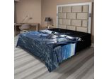 Abakuhaus Lenzuolo Spaziale, Navetta Spaziale E Stazione Vista Avventura Cosmonauta Su Myst Globe Orbit Off, Lenzuolo Morbido E Confortevole Per Un Letto Decorativo 1 Pezzo 244 Cm X 205 Cm, Blu Grigio Nero Grigio