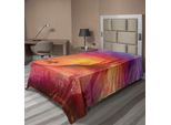 Abakuhaus Lenzuolo Fantasia, Castello Medievale Gotico E Carrozza Fantasy Con Stampa Del Regno, Lenzuolo Morbido E Confortevole Per Un Letto Decorativo 1 Pezzo 260 Cm X 168 Cm, Viola Arancione