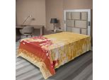 Abakuhaus Lenzuolo Asiatico, Tempio Con Altri Elementi Etnici Asiatici Religiosi Stampati, Lenzuolo Morbido E Confortevole Per Un Letto Decorativo 1 Pezzo 260 Cm X 168 Cm, Arancione Persiano E Rosa