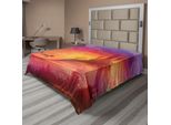 Abakuhaus Lenzuolo Fantasia, Castello Medievale Gotico E Carrozza Fantasy Con Stampa Del Regno, Lenzuolo Morbido E Confortevole Per Un Letto Decorativo 1 Pezzo 260 Cm X 228 Cm, Viola Arancione
