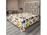 Abakuhaus Lenzuolo Con Funghi, Motivo Con Diversi Tipi Di Funghi Selvatici, Tema Giardino Biologico Naturale, Lenzuolo Morbido E Confortevole Per Un Letto Decorativo, 1 Pezzo, 266 Cm X 260 Cm, Multicolore