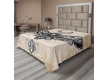 Abakuhaus Lenzuolo Fantasia, Teschio Falco Falena Con Luna E Pietra Teschio Spirituale Magico, Lenzuolo Morbido E Confortevole Per Un Letto Decorativo 1 Pezzo 244 Cm X 205 Cm, Bianco Nero E Crema