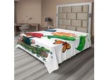 Abakuhaus Lenzuolo Con Funghi, Illustrazione Di Piante In Fiore, Farfalle, Creature Dalle Ali Vivaci, Universo, Lenzuolo Morbido E Confortevole Per Un Letto Decorativo, 1 Pezzo, 275 Cm X 260 Cm, Multicolore