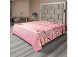 Abakuhaus Lenzuolo Asiatico, Albero Con Sole E Paesaggio Sul Retro, Stampa Primaverile Con Farfalle E Natura, Lenzuolo Morbido E Confortevole Per Un Letto Decorativo, 1 Pezzo, 275 Cm X 260 Cm, Giallo Rosa