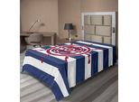 Abakuhaus Lenzuolo Con Timone, Illustrazione Dell'icona Del Timone Di Una Nave Su Sfondo A Righe Artwok, Lenzuolo Morbido E Confortevole Per Un Letto Decorativo 1 Pezzo 260 Cm X 168 Cm, Blu Navy Rosso