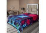 Abakuhaus Lenzuolo Con Funghi, Funghi Magici Con Illustrazioni Autentiche, Motivo Psichedelico Incantato Della Foresta, Lenzuolo Morbido E Confortevole Per Un Letto Decorativo, 1 Pezzo 190 Cm X 100 Cm, Blu Rosso