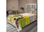 Abakuhaus Lenzuolo Da Vino, Formaggio E Pane Paesaggio Montano Paesaggio Rurale Francese Pastorale, Morbido E Confortevole Lenzuolo Superiore Per Un Letto Decorativo 1 Pezzo 190 Cm X 100 Cm, Crema Verde Viola