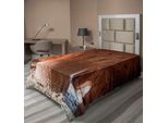 Abakuhaus Lenzuolo Industriale, Vista Grandangolare Vecchio Muro Edificio In Mattoni Abbandonato Sviluppo Scientifico, Lenzuolo Morbido E Confortevole Per Un Letto Decorativo 1 Pezzo 190 Cm X 100 Cm, Arancione