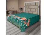 Abakuhaus Lenzuolo Turchese, Ricchi Boccioli Bizzarri Colorati Fiori Di Diverse Dimensioni Illustrazione Moderna Primaverile, Morbido E Confortevole Lenzuolo Superiore Per Un Letto Decorativo 1 Pezzo 266 Cm X 260 Cm, Multicolore