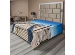 Abakuhaus Lenzuolo Da Spiaggia, Spiaggia Deserta Con Sentiero, Cielo Mediterraneo, Calma, Tranquillità, Nessuno, Tema Pace Estiva, Lenzuolo Morbido E Confortevole Per Un Letto Decorativo, 1 Pezzo, 275 Cm X 260 Cm, Crema E Blu.