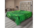Abakuhaus Lenzuolo Con Stampa Foresta Pluviale, Piante In Ambiente Tropicale, Atmosfera Esotica Della Giungla, Immagine Naturale Asiatica, Lenzuolo Morbido E Confortevole Per Un Letto Decorativo, 1 Pezzo, 244 Cm X 205 Cm, Verde
