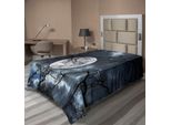 Abakuhaus Lenzuolo Da Letto Wald, Luna Piena Nella Notte Nella Foresta In Inverno, Giorni Mistici E Drammatici, Foto Lunare, Lenzuolo Morbido E Confortevole Per Un Letto Decorativo, 1 Pezzo, 260 Cm X 168 Cm, Nero, Blu, Giallo