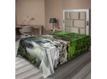 Abakuhaus Lenzuolo Da Letto Wald, Rushing Riverbed Con Rocce, Alberi, Rami Di Montagna, Arbusti, Paesaggio Naturale, Lenzuolo Morbido E Confortevole Per Un Letto Decorativo, 1 Pezzo, 260 Cm X 168 Cm, Verde, Bianco, Grigio