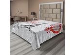 Abakuhaus Amore Lenzuola, Amo Parigi Romanticismo Mongolfiera Con Cuori Stampa Stile Doodle Immagine, Morbido E Confortevole Lenzuolo Superiore Per Un Letto Decorativo 1 Pezzo 275 Cm X 260 Cm, Nero Grigio Rosso
