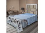 Abakuhaus Lenzuolo Con Cavalli, Branco Di Cavalli Selvaggi Che Corrono Nella Neve In Una Fresca Giornata Invernale, Immagine Meravigliosa, Lenzuolo Morbido E Confortevole Per Un Letto Decorativo, 1 Pezzo, 260 Cm X 168 Cm, Blu E Bianco.