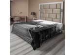 Abakuhaus Lenzuolo Paesaggio, Treno Nella Natura Selvaggia Con Scene Naturali Della Repubblica Ceca, Lenzuolo Morbido E Confortevole Per Un Letto Decorativo 1 Pezzo 275 Cm X 260 Cm, Bianco E Nero