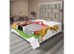 Abakuhaus Lenzuolo Da Letto Circo, Artisti Acrobati Animali Nel Tendone Del Circo Giraffa Felice Elefante Arte Gioiosa, Morbido E Confortevole Lenzuolo Superiore Per Un Letto Decorativo 1 Pezzo 266 Cm X 260 Cm, Verde Giallo Rosso