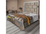 Abakuhaus Lenzuolo Balinese, Bosco Alberi Tempio Cielo Nuvoloso Riflesso Sul Lago Tamblingan Bali Paesaggio Stampa, Lenzuolo Morbido E Confortevole Per Un Letto Decorativo 1 Pezzo 275 Cm X 260 Cm, Marrone E Grigio